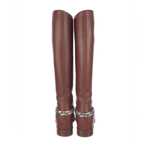 Christian Louboutin Leather Chain-Link Riding Boots - Picture 5 of 11